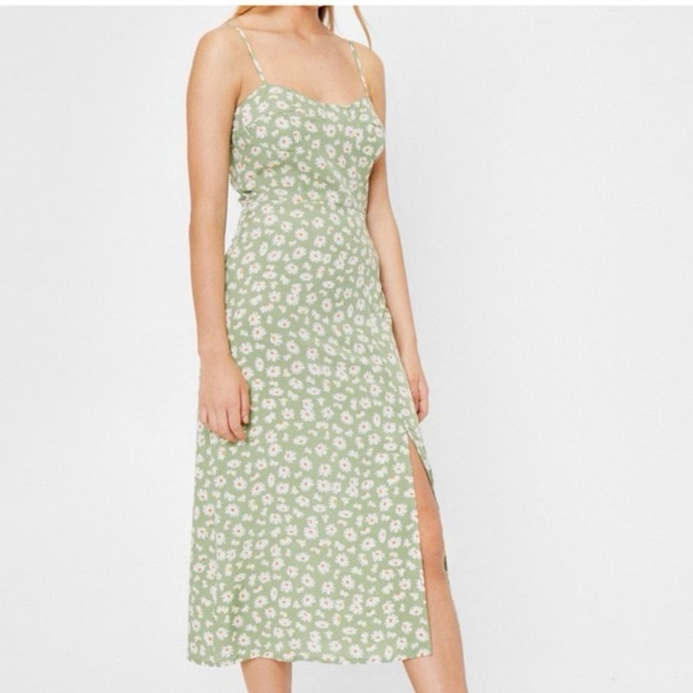 Trixxi Green Sleeveless Sundress with Slit
